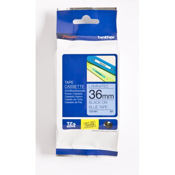 Brother TZe Tape - 36mm x 8m, Bl� (sort skrift)