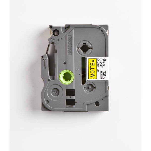 Brother TZe Tape - 6mm x 8m, Gul (sort skrift)