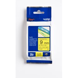 Brother TZe Tape - 9mm x 8m, Gul (sort skrift)