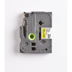Brother TZe Tape - 9mm x 8m, Gul (sort skrift)