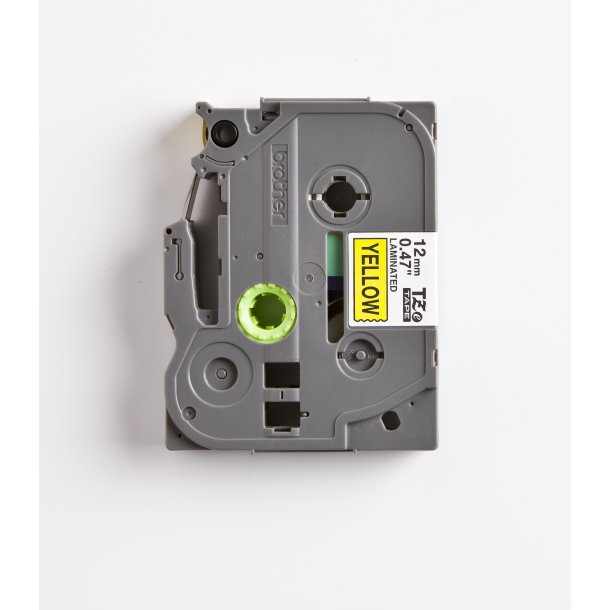 Brother TZe Tape - 12mm x 8m, Gul (sort skrift)