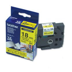 Brother TZe Tape - 18mm x 8m, Gul (sort skrift)