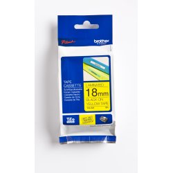 Brother TZe Tape - 18mm x 8m, Gul (sort skrift)