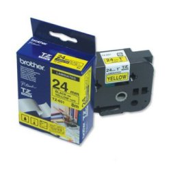 Brother TZe Tape - 24mm x 8m, Gul (sort skrift)