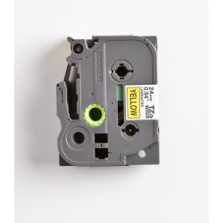 Brother TZe Tape - 24mm x 8m, Gul (sort skrift)