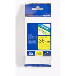 Brother TZe Tape - 36mm x 8m, Gul (sort skrift)