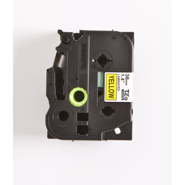 Brother TZe Tape - 36mm x 8m, Gul (sort skrift)