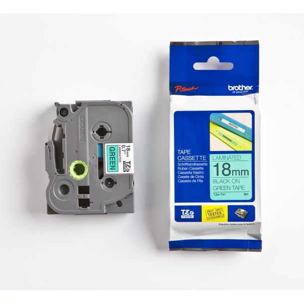 Brother TZe Tape - 18mm x 8m, Gr�n (sort skrift)