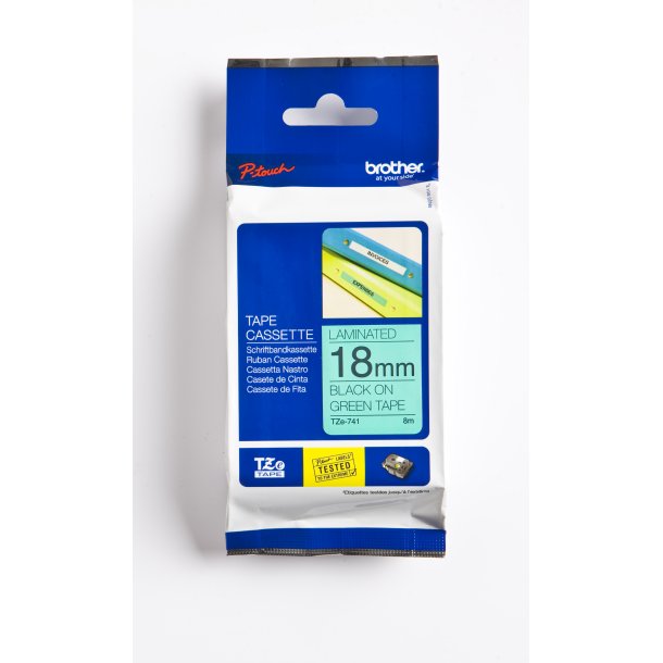 Brother TZe Tape - 18mm x 8m, Gr�n (sort skrift)
