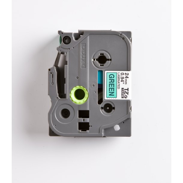 Brother TZe Tape - 24mm x 8m, Gr�n (sort skrift)