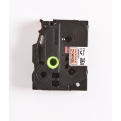 Brother TZe Tape - 24mm x 8m, Neon orange (sort skrift)