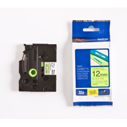 Brother TZe Tape - 12mm x 8m, Neon gul (sort skrift)