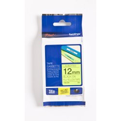 Brother TZe Tape - 12mm x 8m, Neon gul (sort skrift)