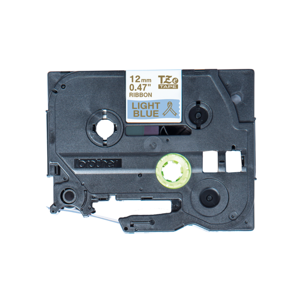 Brother TZe Satinbnd - 12mm x 4m, Lysebl (guld skrift)