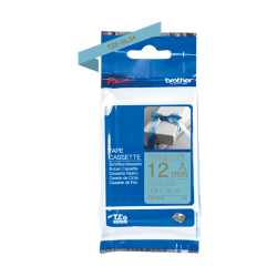 Brother TZe Satinbnd - 12mm x 4m, Lysebl (guld skrift)