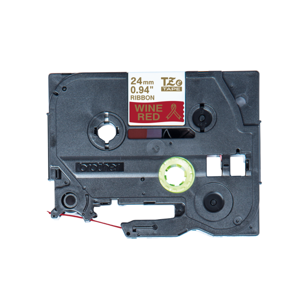 Brother TZe Satinb�nd - 24mm x 4m, Vinr�d (guld skrift)