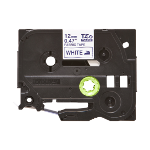 Brother TZe Fabrikstape - 12mm x 3m, Hvid (bl skrift)