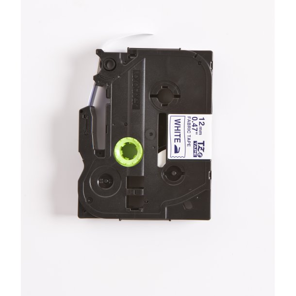 Brother TZe Fabrikstape - 12mm x 3m, Hvid (bl skrift)