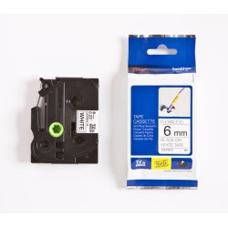 Brother TZe Fleksibel Tape - 6mm x 8m, Hvid (sort skrift)