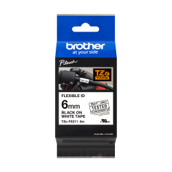 Brother TZe Fleksibel Tape - 6mm x 8m, Hvid (sort skrift)