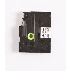 Brother TZe Fleksibel Tape - 6mm x 8m, Hvid (sort skrift)
