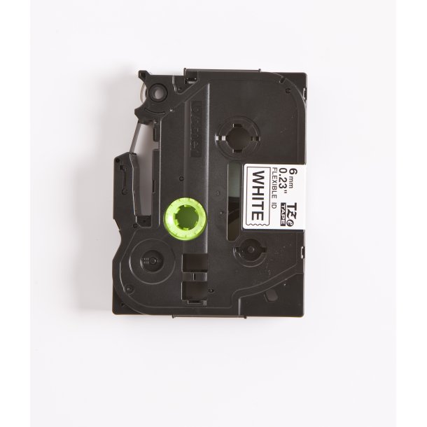 Brother TZe Fleksibel Tape - 6mm x 8m, Hvid (sort skrift)