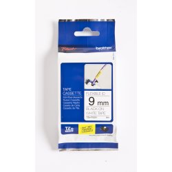 Brother TZe Fleksibel Tape - 9mm x 8m, Hvid (sort skrift)