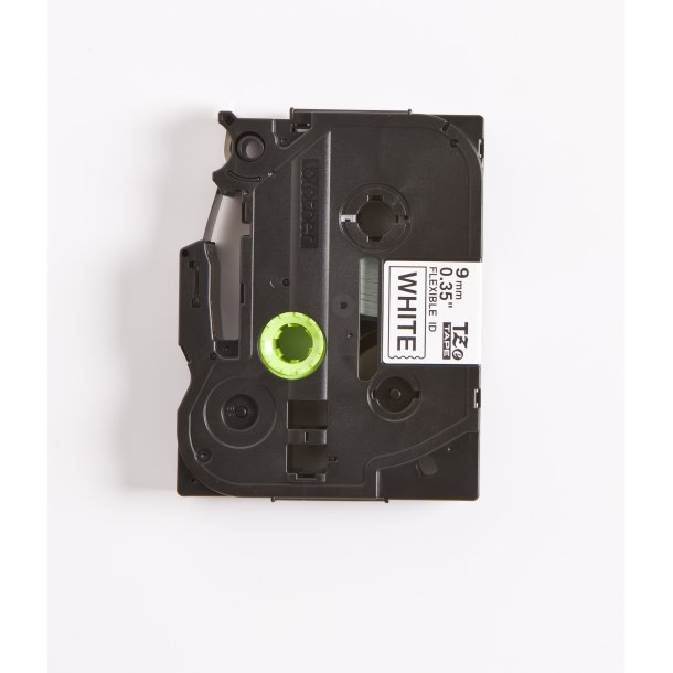Brother TZe Fleksibel Tape - 9mm x 8m, Hvid (sort skrift)
