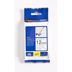 Brother TZe Fleksibel Tape - 12mm x 8m, Hvid (sort skrift)