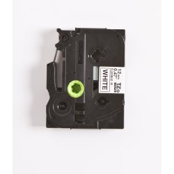 Brother TZe Fleksibel Tape - 12mm x 8m, Hvid (sort skrift)
