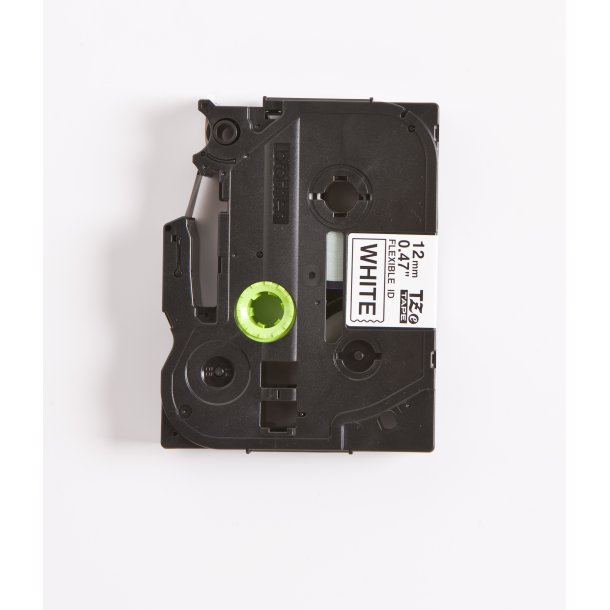 Brother TZe Fleksibel Tape - 12mm x 8m, Hvid (sort skrift)