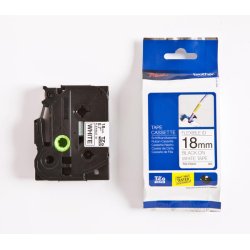 Brother TZe Fleksibel Tape - 18mm x 8m, Hvid (sort skrift)