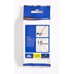 Brother TZe Fleksibel Tape - 18mm x 8m, Hvid (sort skrift)
