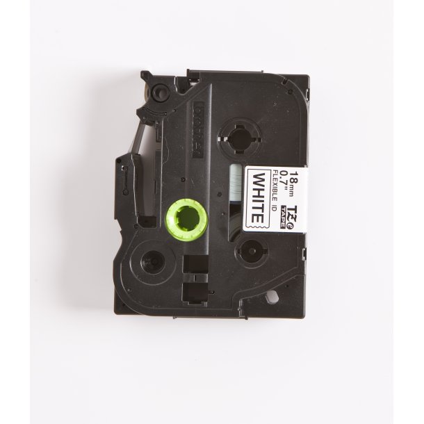 Brother TZe Fleksibel Tape - 18mm x 8m, Hvid (sort skrift)