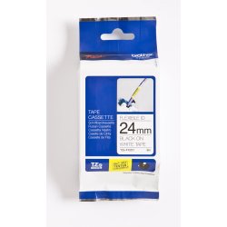Brother TZe Fleksibel Tape - 24mm x 8m, Hvid (sort skrift)