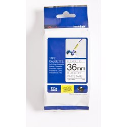 Brother TZe Fleksibel Tape - 36mm x 8m, Hvid (sort skrift)