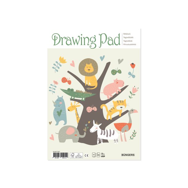 Tegneblok A4 30 blad hvid 100/gr