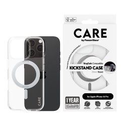 CARE iPhone 16 Pro Case Silver Kickstand &amp; MagSafe