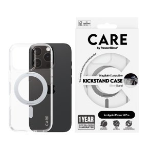 CARE iPhone 16 Pro Case Silver Kickstand & MagSafe