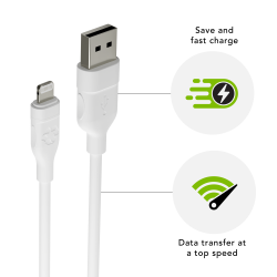 Cable - USB-A to MFI Lightning - TPE, White (1.2m)