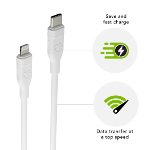 Cable - USB-C to MFI Lightning - TPE, White (2.5m)