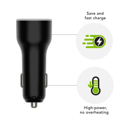 Car Charger - USB-C 65W - 12/24V, Black