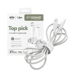 EMPOWER Racing 60W USB-C to Lightning Cable 1.2M SilverWhite