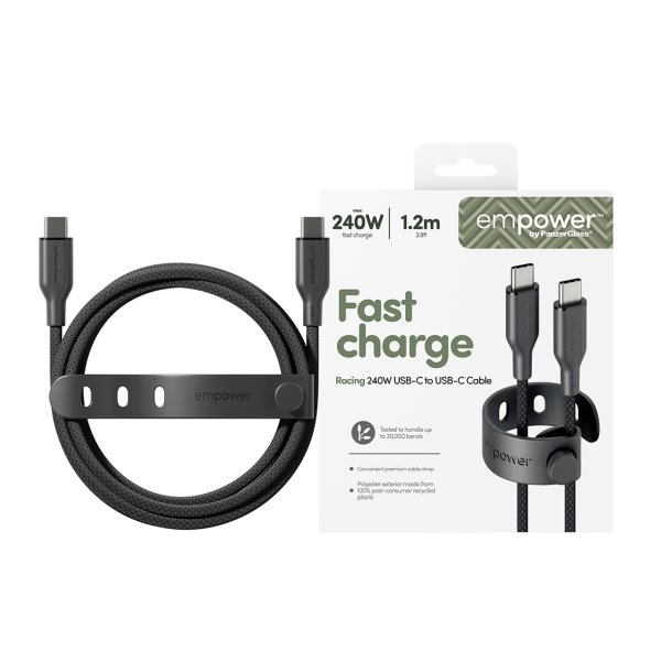 EMPOWER Racing 240W USB-C to USB-C Cable 1.2M, Space Black