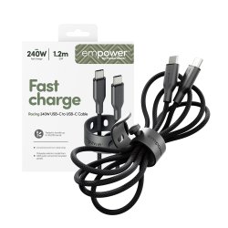 EMPOWER Racing 240W USB-C to USB-C Cable 1.2M, Space Black