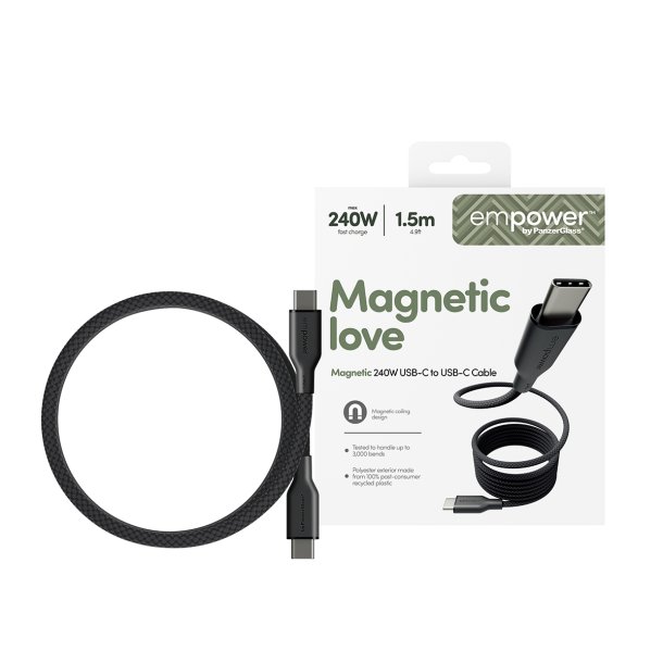 EMPOWER Magnetic 240W USB-C to USB-C Cable 1.5M, Space Black