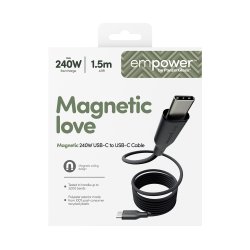 EMPOWER Magnetic 240W USB-C to USB-C Cable 1.5M, Space Black