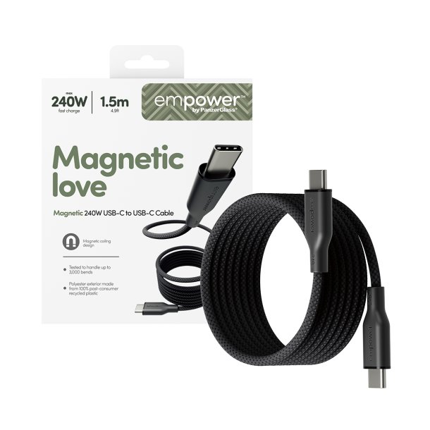 EMPOWER Magnetic 240W USB-C to USB-C Cable 1.5M, Space Black