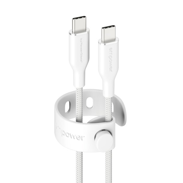 EMPOWER Racing 60W USB-C to USB-C Cable 2M, Silver White
