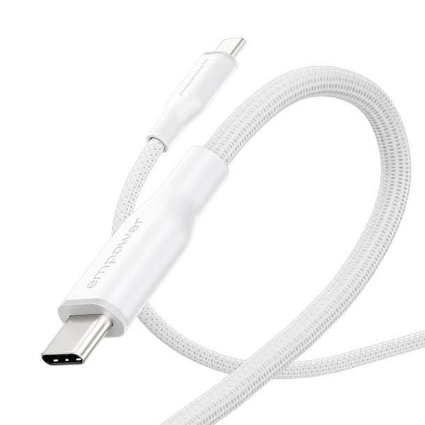 EMPOWER Racing 60W USB-C to USB-C Cable 2M, Silver White